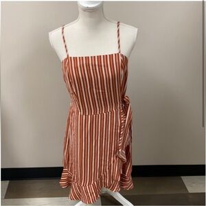 💕Target Rust Stripe Square Neck Wrap Dress